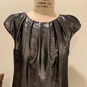 Lela Rose Silk Top Metallic Grey Size:4 NWOT